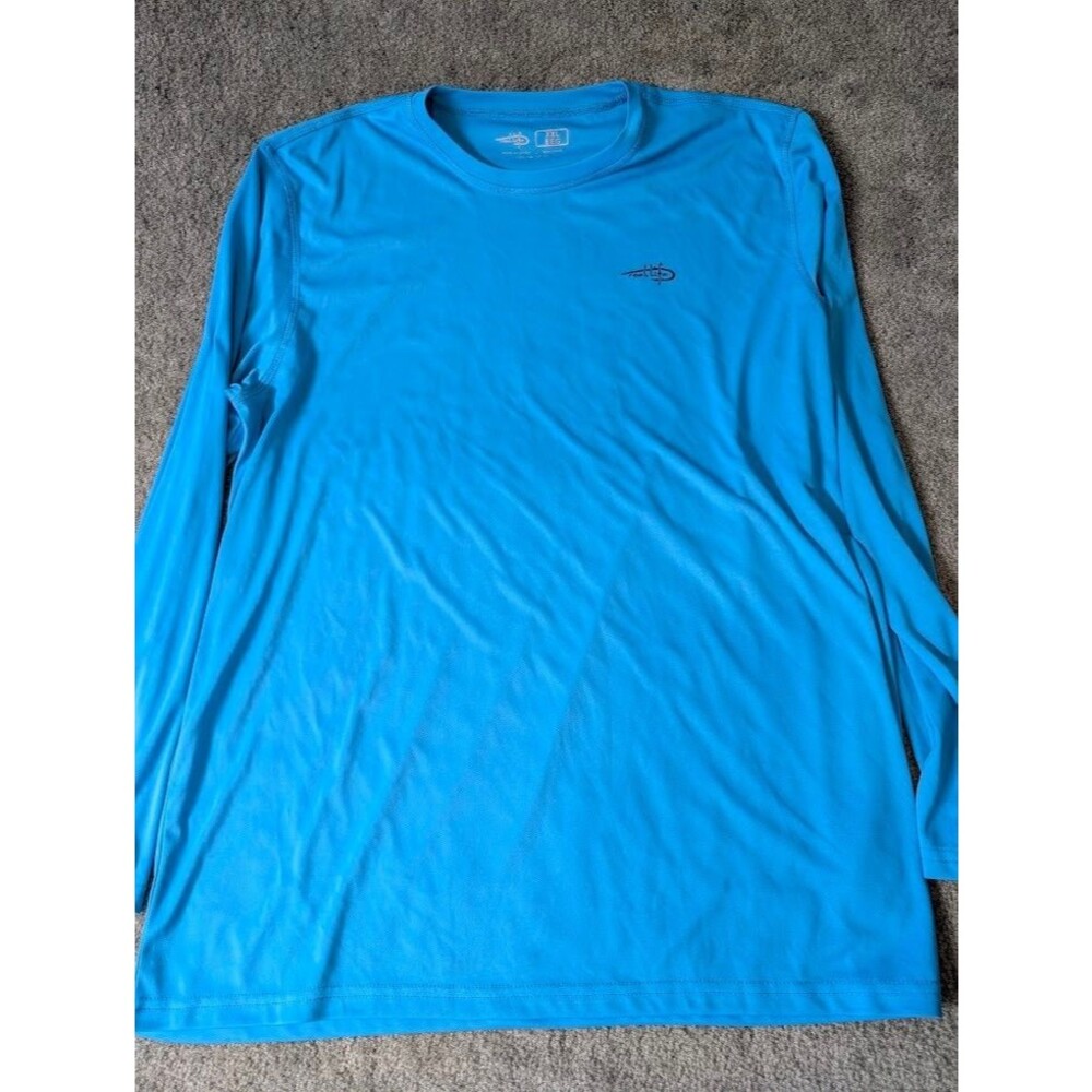Reel Life Long Sleeve Fishing Shirt Size XXL 100% Polyester Blue Light Weight